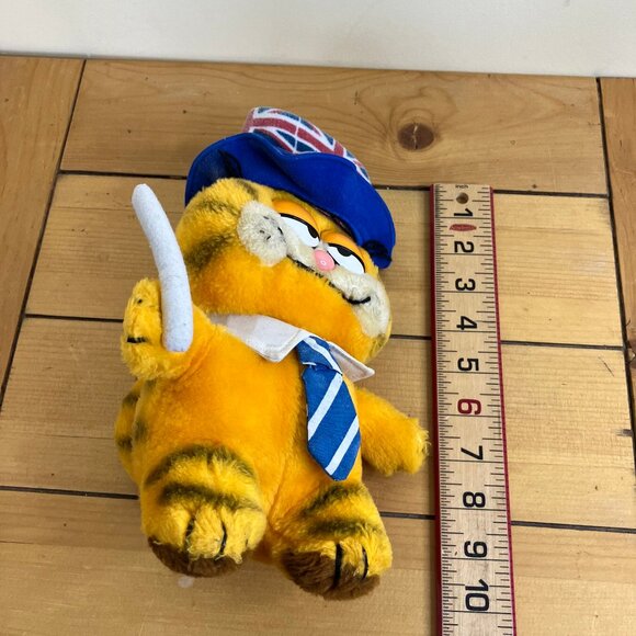 Garfield Plush Stuffed Toy UK Union Jack Hat & Neck Tie Vintage 1981 Dakin - Picture 9 of 9